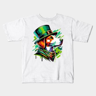 Harrier Dog Embraces Saint Patrick's Day Festivities Kids T-Shirt